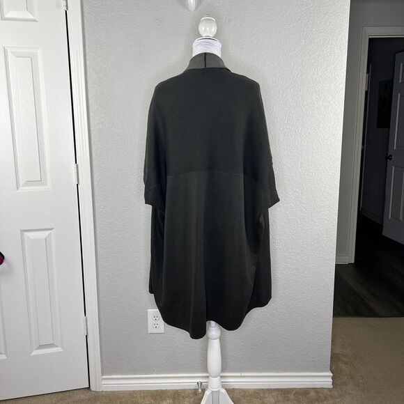 Ronen Chen Size 3 US 10 Long Cardigan Gray Open Front Short Sleeve Lagenlook - Picture 4 of 7
